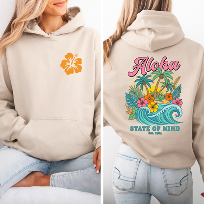 Aloha Hibiscus Hoodie, Tropical Sweatshirt,  Beachy Floral Pullover, Summer Hoodie