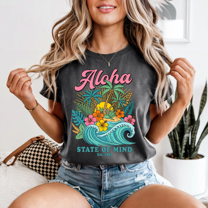 Aloha Hibiscus T-shirt, Tropical Tee,  Beachy Floral Pullover, Summer vibes