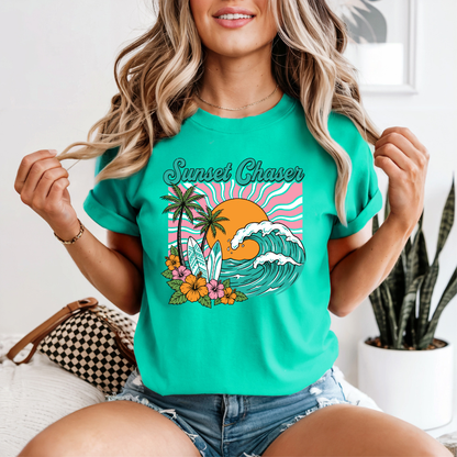 Chasing Sunsets T-Shirt | Neon Comfort Colors Summer Tee