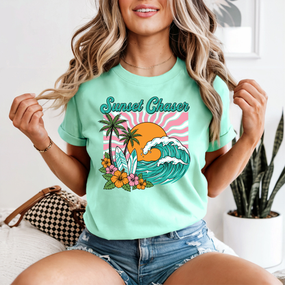 Chasing Sunsets T-Shirt | Neon Comfort Colors Summer Tee
