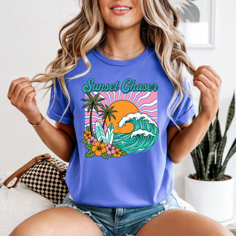 Chasing Sunsets T-Shirt | Neon Comfort Colors Summer Tee