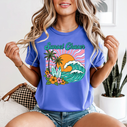 Chasing Sunsets T-Shirt | Neon Comfort Colors Summer Tee