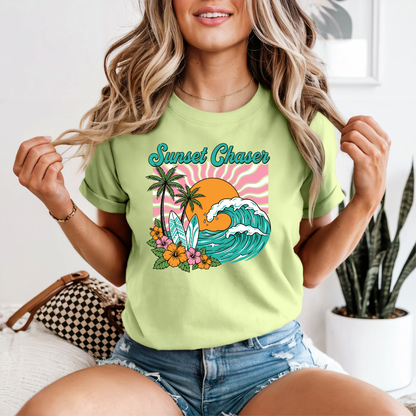 Chasing Sunsets T-Shirt | Neon Comfort Colors Summer Tee