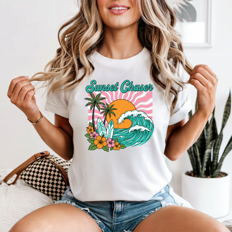 Chasing Sunsets T-Shirt | Neon Comfort Colors Summer Tee