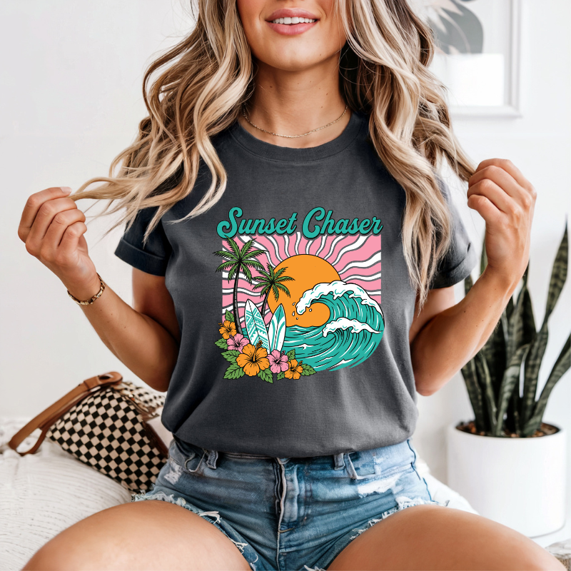 Chasing Sunsets T-Shirt | Neon Comfort Colors Summer Tee