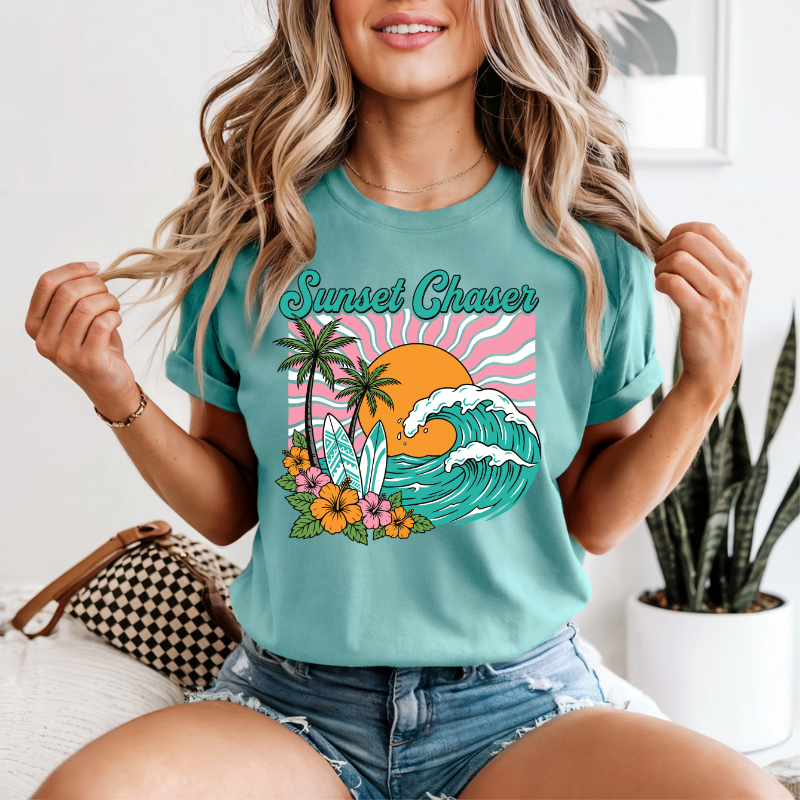 Chasing Sunsets T-Shirt | Neon Comfort Colors Summer Tee