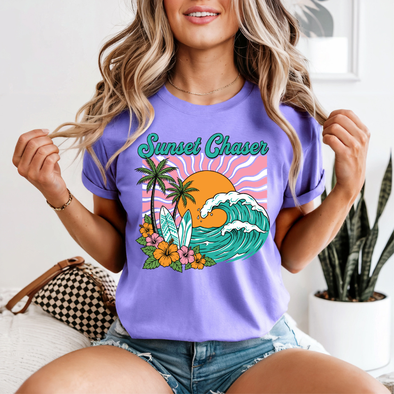 Chasing Sunsets T-Shirt | Neon Comfort Colors Summer Tee