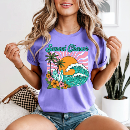 Chasing Sunsets T-Shirt | Neon Comfort Colors Summer Tee
