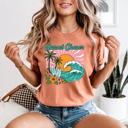 Chasing Sunsets T-Shirt | Neon Comfort Colors Summer Tee
