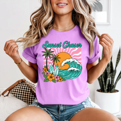 Chasing Sunsets T-Shirt | Neon Comfort Colors Summer Tee