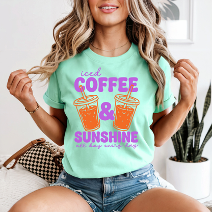 Sunshine and Coffee Shirt, Neon Summer Tee
