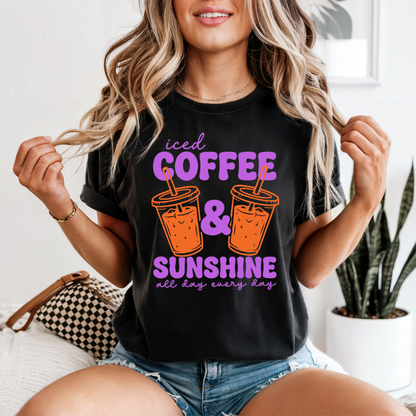 Sunshine and Coffee Shirt, Neon Summer Tee