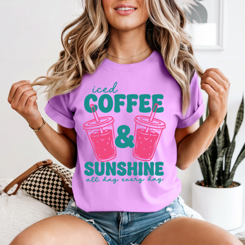 Sunshine and Coffee Shirt, Neon Summer Tee