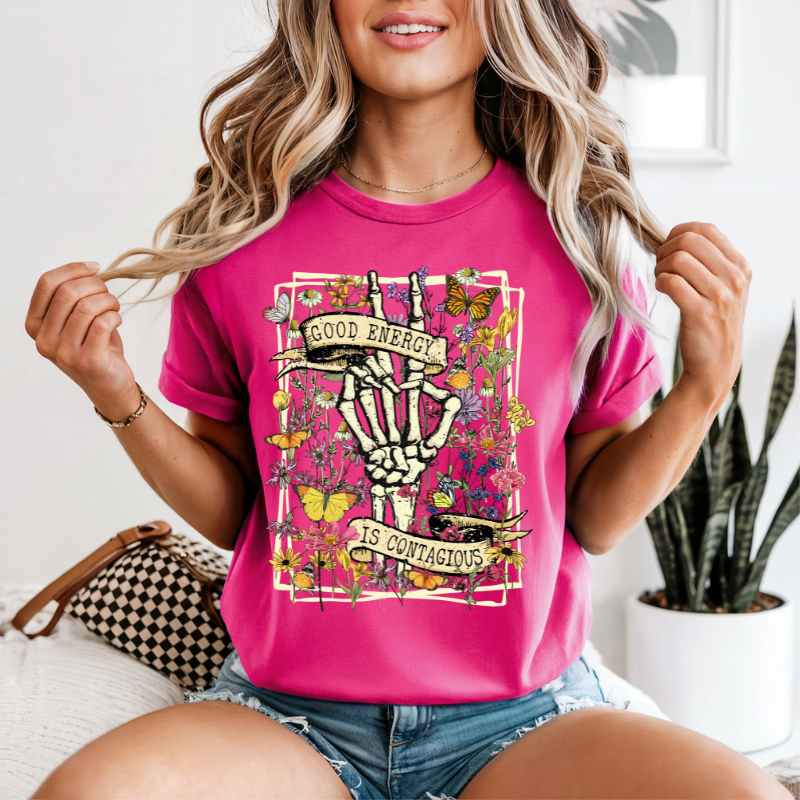 Boho style tarot card " Good energy is contagious" positive vibes shirt