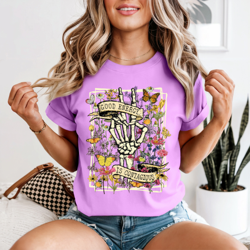 Boho style tarot card " Good energy is contagious" positive vibes shirt