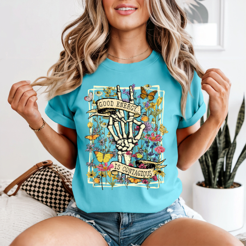 Boho style tarot card " Good energy is contagious" positive vibes shirt