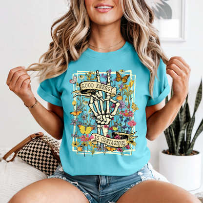Boho style tarot card " Good energy is contagious" positive vibes shirt