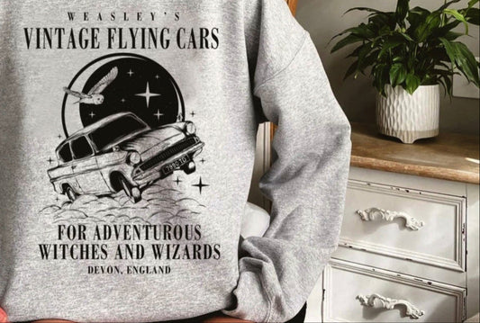 HP - Vintage Flying Cars - Wizard Shirts, Vintage Shirts, Flying Car Unisex Sizing