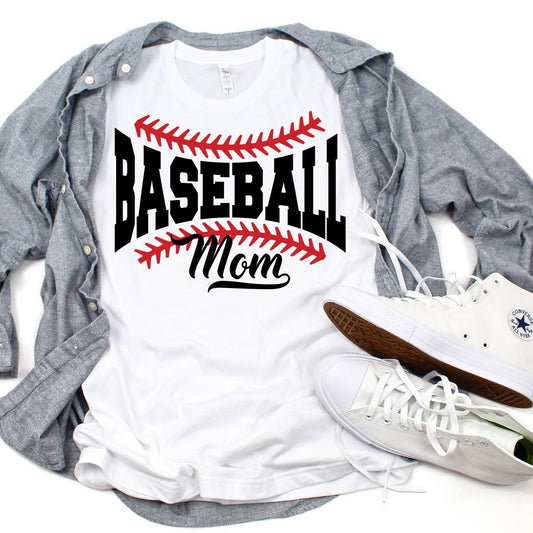Baseball Mom - Color Ink - White Tee