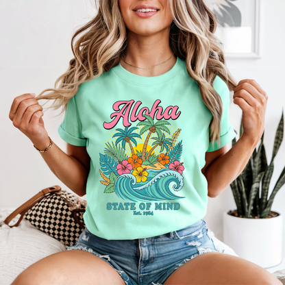 Aloha Hibiscus T-shirt, Tropical Tee,  Beachy Floral Pullover, Summer vibes