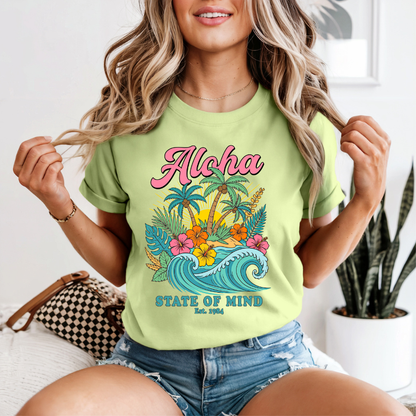 Aloha Hibiscus T-shirt, Tropical Tee,  Beachy Floral Pullover, Summer vibes