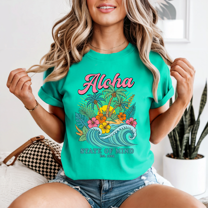 Aloha Hibiscus T-shirt, Tropical Tee,  Beachy Floral Pullover, Summer vibes
