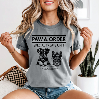 Funny Paw & Order Shirt – Special Treat Unit Dog & Cat Tee, Comfort Colors Animal Lover Shirt