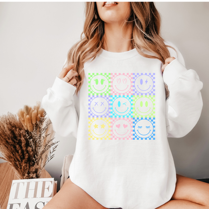 Smiley Neon Bright colored graphic sweatshirt and T-shirts