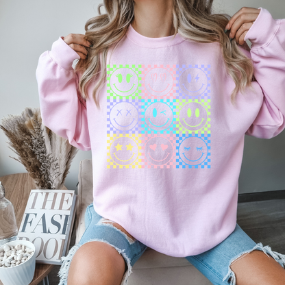 Smiley Neon Bright colored graphic sweatshirt and T-shirts