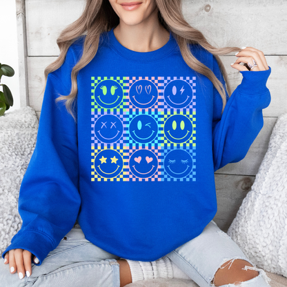 Smiley Neon Bright colored graphic sweatshirt and T-shirts