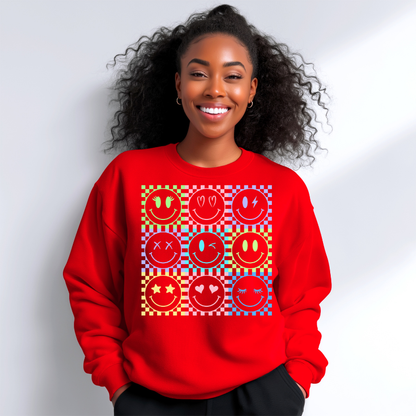 Smiley Neon Bright colored graphic sweatshirt and T-shirts