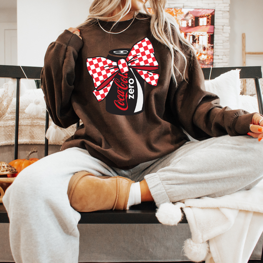 Coke Zero Coquette Sweatshirt with Bow/ Crew neck