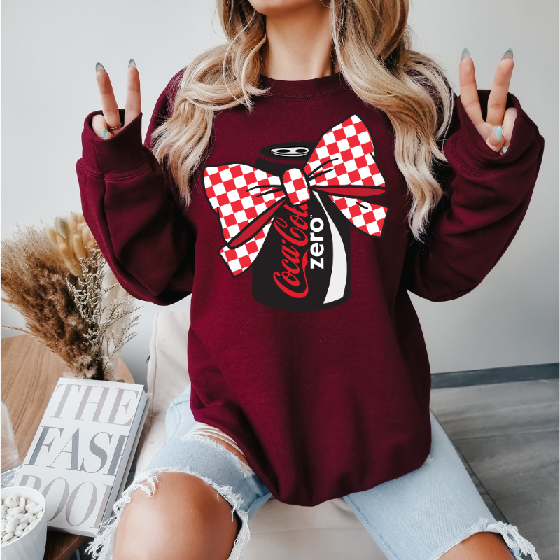 Coke Zero Coquette Sweatshirt with Bow/ Crew neck